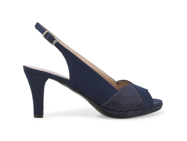 Melluso Sandali Donna Eleganti in Camoscio e Tessuto Tacco Alto Blu J590Z-249572